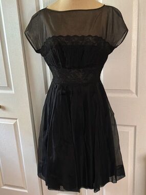 Jr. Flair by Sportlane 1950s Chiffon & Lace Black Dress -  Cocktail Dress